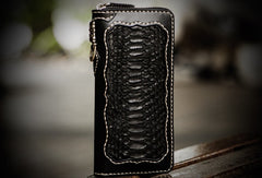 Handmade Leather Mens Chain Biker Wallet Cool Leather Wallet Long Clutch Wallets for Men