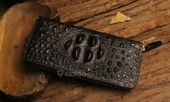 Handmade Leather Mens Cool Zipper Phone Travel Long Wallet Card Holder Card Slim Clutch Wallets for Men