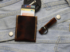 Leather Mens Slim Front Pocket Wallets Coffee Leather Cards Wallet for Men - iwalletsmen