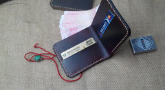 Handmade Vintage Leather Mens Slim Small Wallet Leather Bifold Wallets for Men - iwalletsmen