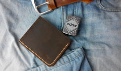 Leather Mens Slim Front Pocket Bifold Brown Small Wallets Card Wallet for Men - iwalletsmen