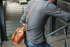 Vintage Brown Leather Mens Messenger Bag Handbag Shoulder Bag for men - iwalletsmen