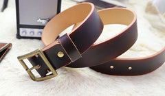 Cool Handmade Red Brown Leather Mens Belt Leather Belt for Men - iwalletsmen