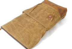 Cool Waxed Canvas Leather Mens Backpacks Canvas Travel Backpack Canvas School Backpack for Men - iwalletsmen