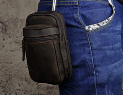 Mens Small Leather Belt Pouch Holster Belt Case Cell Phone Waist Pouch for Men - iwalletsmen