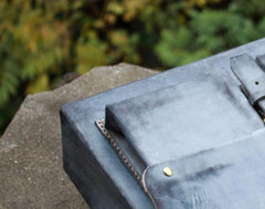 Handmade Vintage Leather Mens Cool Messenger Bags Gray Shoulder Bag for Men - iwalletsmen