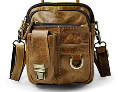 Mens Leather Small Side Bag COURIER BAG Waist Bag Holster Belt Case Belt Pouch for Men - iwalletsmen