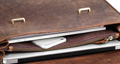 Cool Coffee Leather Mens Briefcase Work Shoulder Bag Laptop Bag Business Bag for Men - iwalletsmen