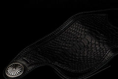 Handmade Leather Biker Wallet Mens Cool billfold Chain Wallet Trucker Wallet with Chain