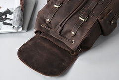 Handmade Leather Mens Cool Backpack Sling Bag Large Travel Bag Hiking Bag for Men