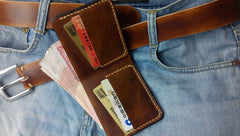 Brown Vintage Leather Mens Slim Small Wallet Leather Bifold Wallets for Men - iwalletsmen