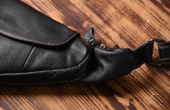 Genuine Leather Mens Cool Chest Bag Sling Bag Crossbody Bag Travel Bag Hiking Bag for men