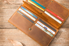Vintage Slim long Wallet Leather Mens Tan Wallet Long Wallet for Men - iwalletsmen