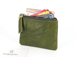 Leather Mens Zipper Front Pocket Wallet Small Wallet Card Wallet Change Wallet for Men - iwalletsmen