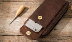 Cool Leather Mens Coffee Long Zipper Clutch Wallet Long Wallet for Men - iwalletsmen