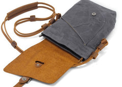 Cool Mens Waxed Canvas Leather Small Courier Bags Canvas Side Bags for Men - iwalletsmen