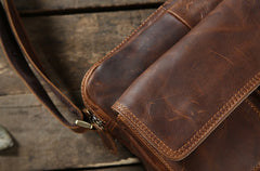Handmade Leather Mens Cool Shoulder Bag Messenger Bag Chest Bag Bike Bag Cycling Bag for men