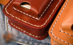Handmade Leather Mens Leather Cigarette Case Cigarette Box Lighter Pocket Tobacco Pouch - iwalletsmen