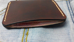 Dark Brown Leather Mens Slim Front Pocket Wallets Leather Cards Wallet for Men - iwalletsmen