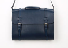 Blue Leather Mens Briefcase Messenger Bag Handbag Shoulder Bag for men - iwalletsmen