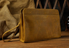 Vintage Large Leather Mens Wristlet Bag Wristlet Wallet Side Bag Clutch Wallet for Men - iwalletsmen
