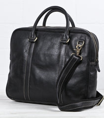 Cool Black Leather Mens Briefcase Work Bag Laptop Bag Business Bag for Men - iwalletsmen