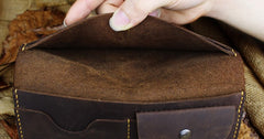 Handmade Leather Mens Cool Travel Long Wallet Card Holder Card Slim Clutch Wallets for Men