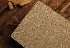 Handmade Leather Floral Mens Cool Slim Leather Wallet Men billfold Wallets Bifold for Men