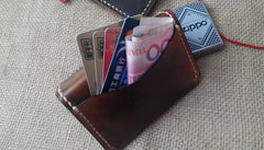 Vintage Leather Mens Slim Front Pocket Bifold Small Wallets Card Wallet for Men - iwalletsmen