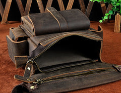 Biker Mens Leather Drop Leg Bag Waist Bag Side Bag Belt Pouch Pack for Men - iwalletsmen