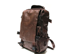 Cool Coffee Mens Leather Backpack Travel Backpacks Laptop Backpack for men - iwalletsmen