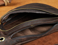 Cool Leather Mens One Shoulder Backpack Sling Bag Chest Bag Sling Backpack for men - iwalletsmen
