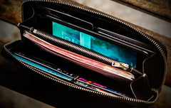 Handmade Leather Mens Chain Biker Wallet Cool Leather Wallet Long Clutch Wallets for Men