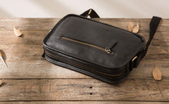 Cool Leather Black Mens Messenger Bag Vintage Shoulder Bag  for Men - iwalletsmen