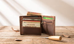 Vintage Leather Mens Small Wallets Bifold Slim billfold Wallet for Men - iwalletsmen