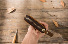 Cool Leather Mens Braided Long Zipper Clutch Wallet Long Wallet for Men - iwalletsmen