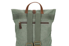 Cool Waxed Canvas Gray Leather Mens Backpack Canvas Travel Backpack Canvas School Backpack for Men - iwalletsmen