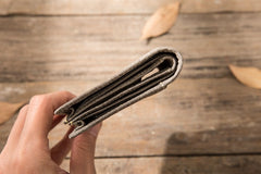 Gray Cool Leather Mens Small Wallet Bifold Vintage Slim billfold Wallet for Men - iwalletsmen