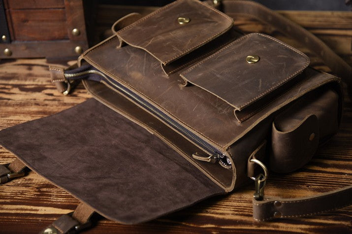 Genuine Leather Mens Cool Messenger Bag Briefcase Work Bag Business Ba ...