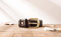 Handmade Cool Braided Leather Mens Belt Leather Belt for Men - iwalletsmen