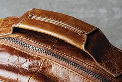 Genuine Leather Mens Cool Backpack Sling Bag Large Black Travel Bag Hiking Bag for men