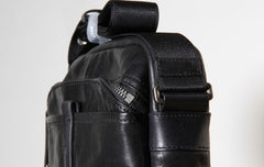 Genuine Leather Mens Cool Small Messenger Bag Sling Bag Chest Bag Bike Bag Cycling Bag for men