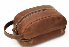 Cool Leather Mens Zipper Wristlet Bag Vintage Clutch Zipper Bag for Men - iwalletsmen