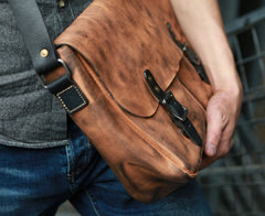 Cool Handmade Vintage Leather Mens Messenger Bags Shoulder Bag for men - iwalletsmen