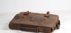 Vintage Coffee Leather Mens Briefcase Work Bag Laptop Bag Business Bag for Men - iwalletsmen