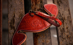 Handmade Leather Tooled Mens Cool Car Key Wallet Coin Wallet Pouch Car KeyChain for Men
