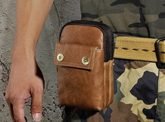 Leather Mens WAIST POUCH with Belt Loop Cell Phone Holster Belt Pouch for Men - iwalletsmen