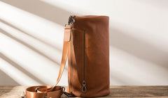 Cool Leather Mens Barrel Shoulder Bags Messenger Bags for Men - iwalletsmen