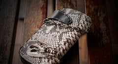 Handmade Leather Black Mens Chain Biker Wallet Cool Leather Wallet Long Clutch Wallets for Men