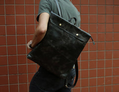 Cool Black Mens Leather Backpack Travel Backpacks School Backpacks for men - iwalletsmen
